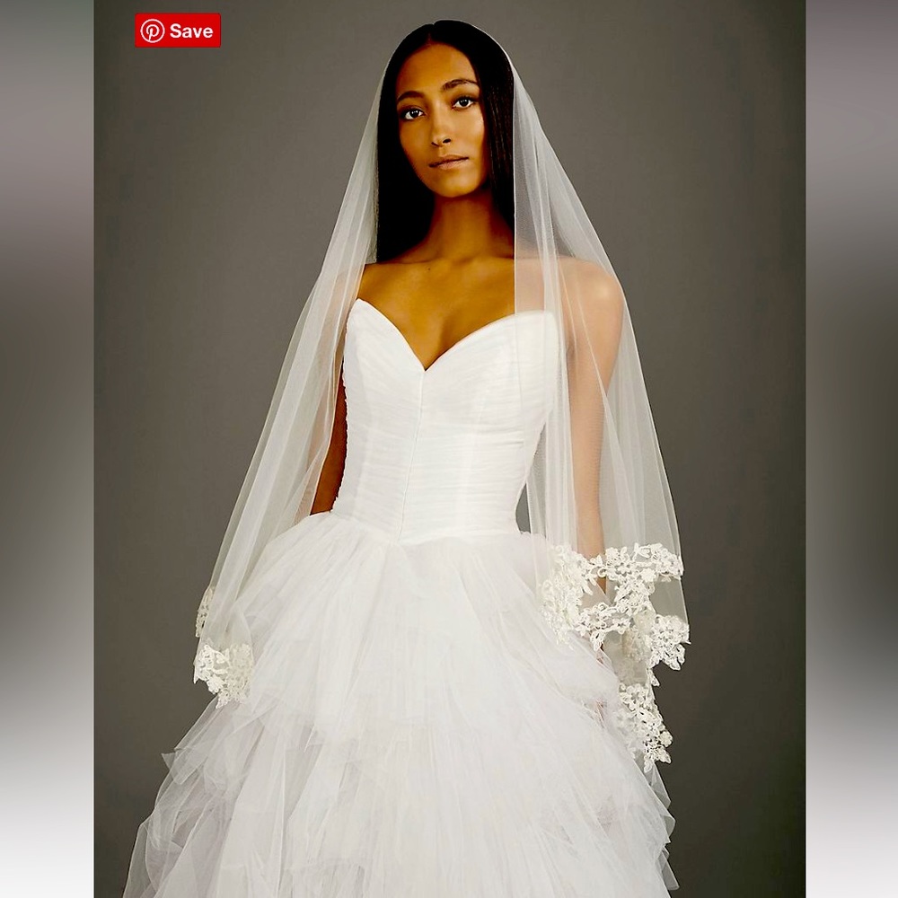 Two Tier Corded Appliqué Mid Length Veil